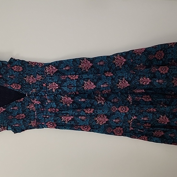 NWOT Anthropologie Peregrine Midi Dress Floral Teal and Pink Sz Meduim - Picture 6 of 16